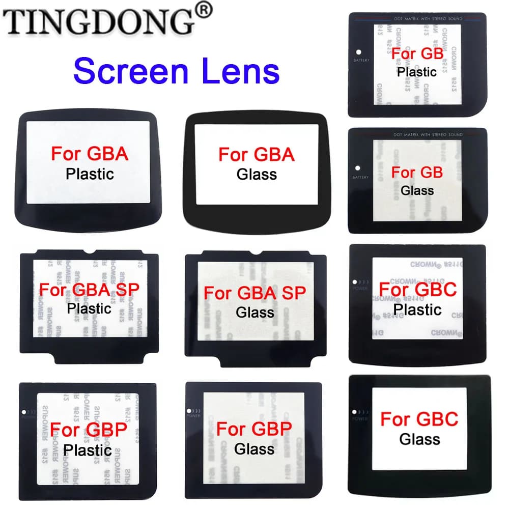 1-10 pezzi di lenti in vetro plastica per GB GBA SP GBC GBP GBA protezione copriobiettivo con adesivo