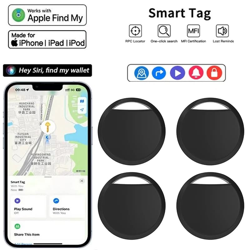 1/2/4 Pezzi Localizzatore Anti-smarrimento per Apple AirTag, Compatibile con Trova il mio, Tracker GPS Bluetooth per Bagagli, Bambini, iOS, MFi, Portachiavi
