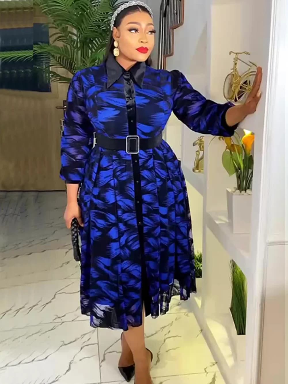 Elegant African Dresses For Women Long Sleeve Africa Clothing Plus Size Evening Dress Dashiki Ankara Turquoise Dresses Robe