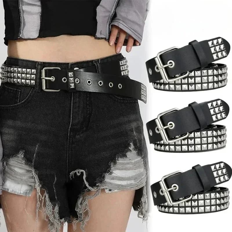 Belt with trendy rivets Heavy metal belt Man Women's Punk Nightclub Style Rock Belt jeans Belt Y2K Fashion Decoration Women's Belt