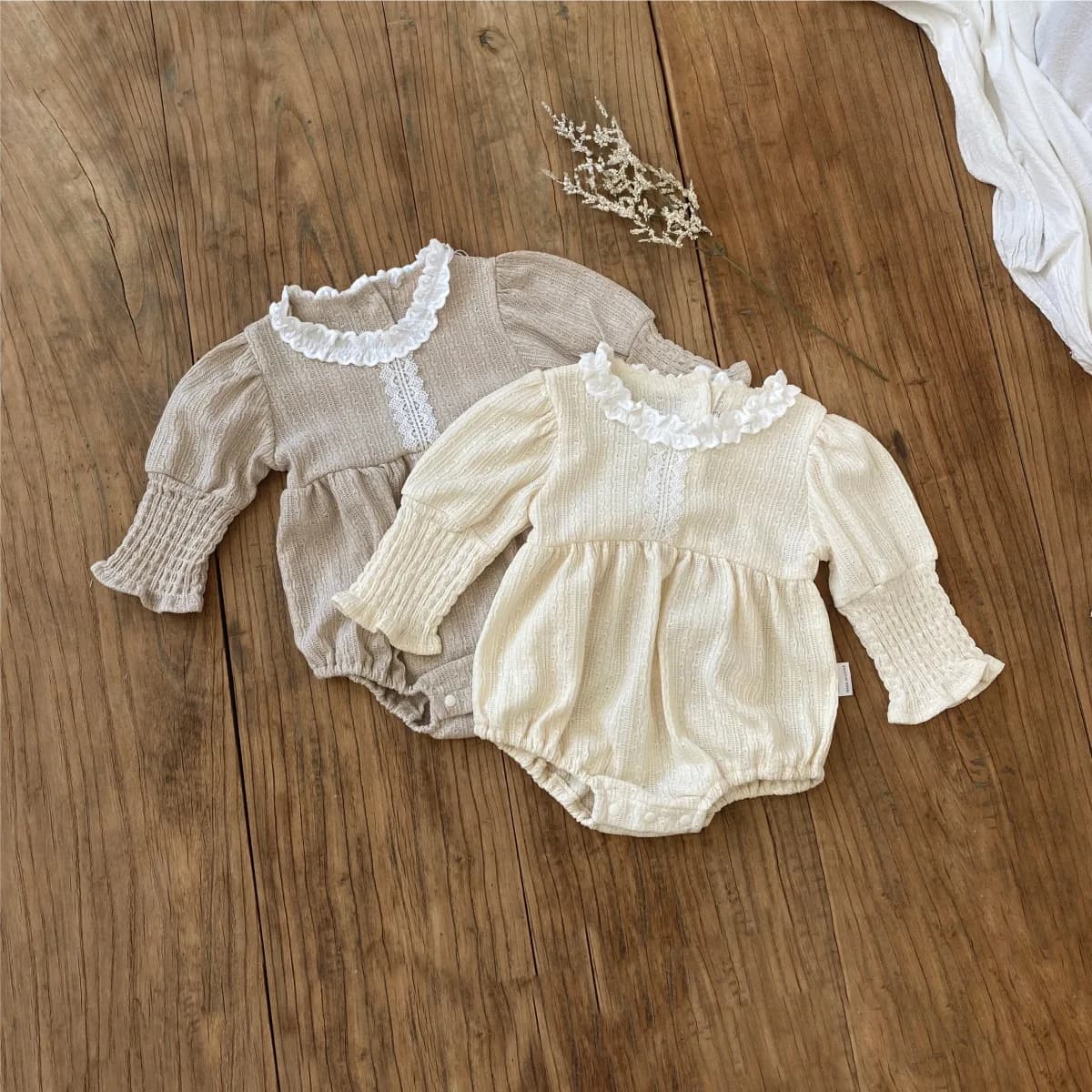 2025 Autunno New Baby Long Sleeves Body Newborn Print Collar Lace Baby Loose Baby Loose Dresses For 0-24M