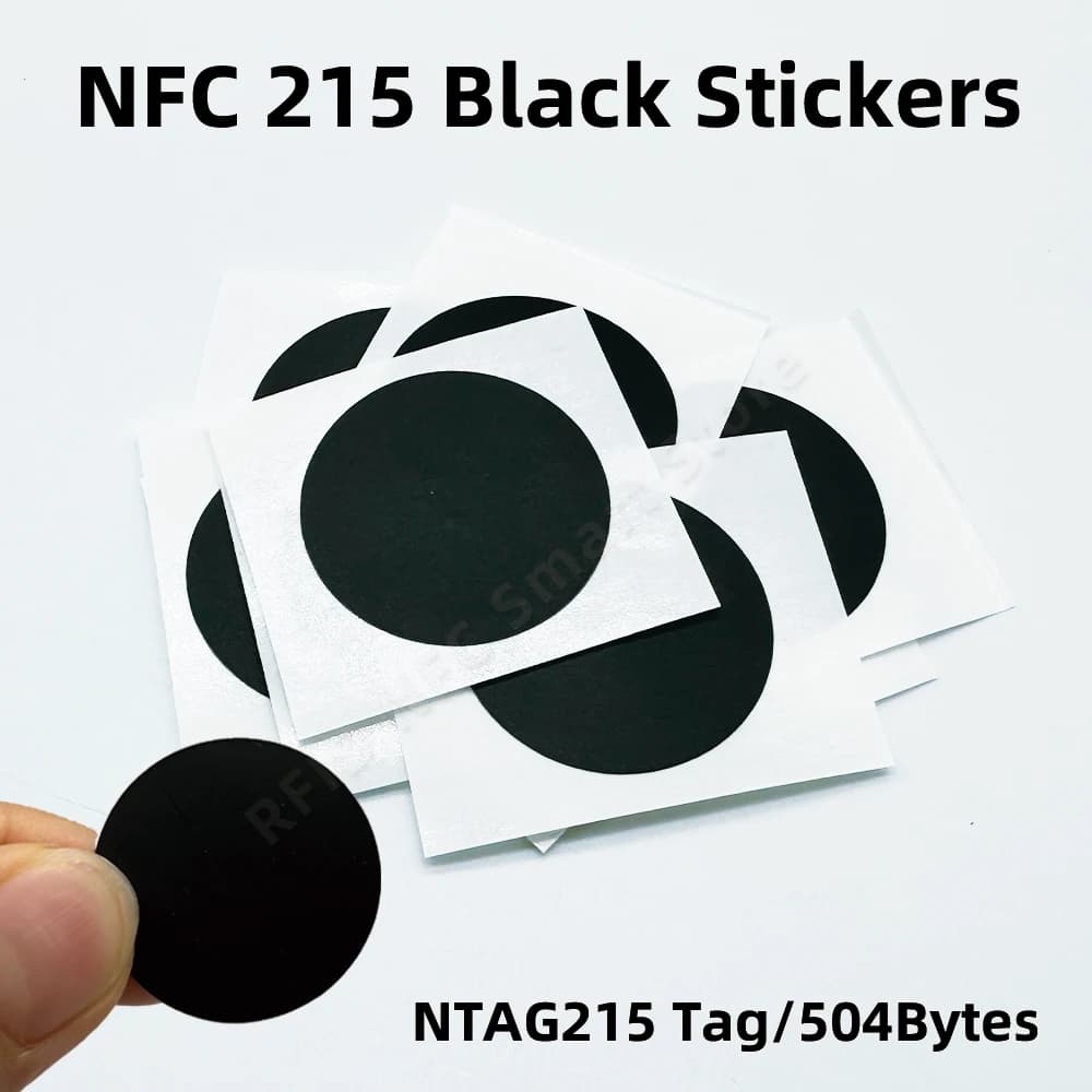 NFC 215 Etichetta nera 13,56 MHz ISO14443A 504 byte Adesivo nero Ntag 215 Adesivo NFC per tutti i telefoni NFC Etichetta adesiva RFID