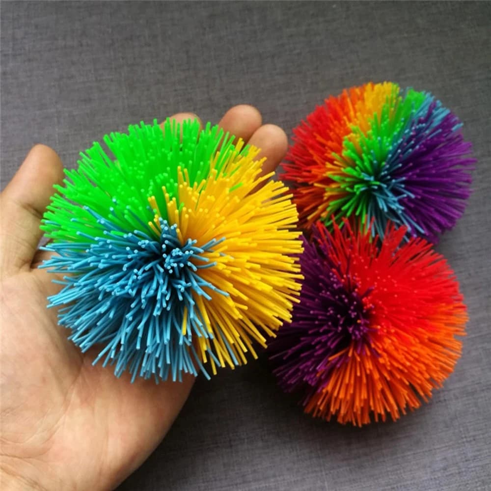 6cm/9cm divertente novità colorato arcobaleno filo di gomma palla sensoriale giocattoli per bambini Anti-Stress sollievo elastico palla giocattoli per bambini