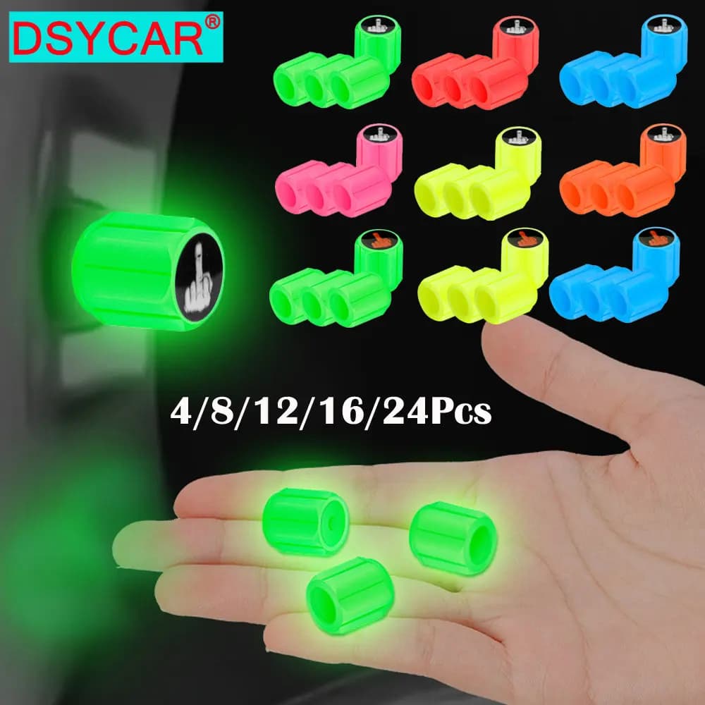 Tappi dello stelo della valvola del pneumatico a dito medio luminoso, tappi della valvola del pneumatico fluorescente, copertura dello stelo universale per auto, camion, moto, bici