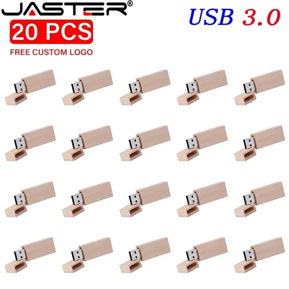 Lotto da 20 Pezzi Chiavetta USB 3.0 da 128GB con Logo Personalizzabile Gratuito, Chiavetta USB in Legno di Noce ad Alta Velocità da 64GB, Pen Drive da 32GB, Regalo Creativo, U Disk