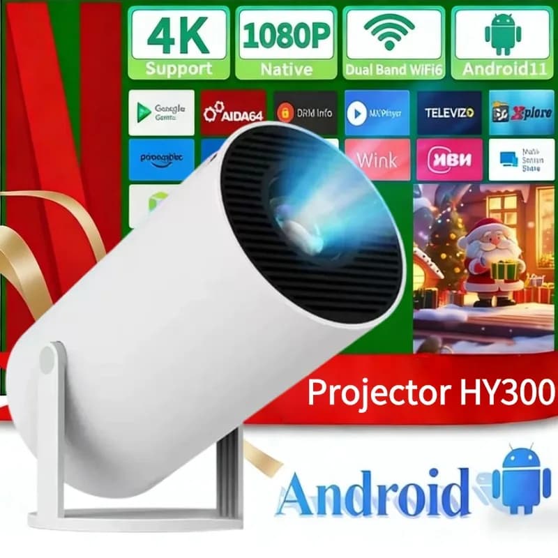 Proiettore Portatile da Esterno HY300 2026 Nuovo 4K WiFi 1080P 1280x720P HD per Home Cinema, Video, Film, Proiezione LED per Videogiochi