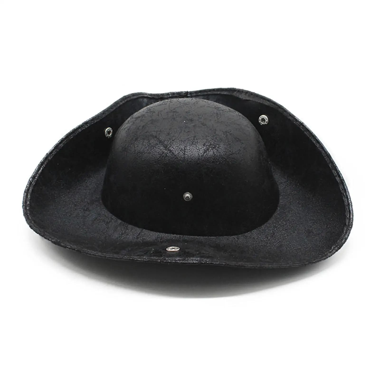 Halloween Pirate Hat Light PU Leather Decorative Pirate for Mask Festival Roles Theme Play for Theatre Shows