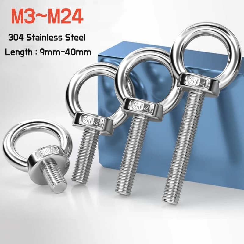 1-5 pz 304 In Acciaio Inox M3M4M5M6M8M10M12M14M16M18M20M24 DIN580 Marine Sollevamento Occhio Bullone Anello Anello Vite per Cavo Corda Eyebolt