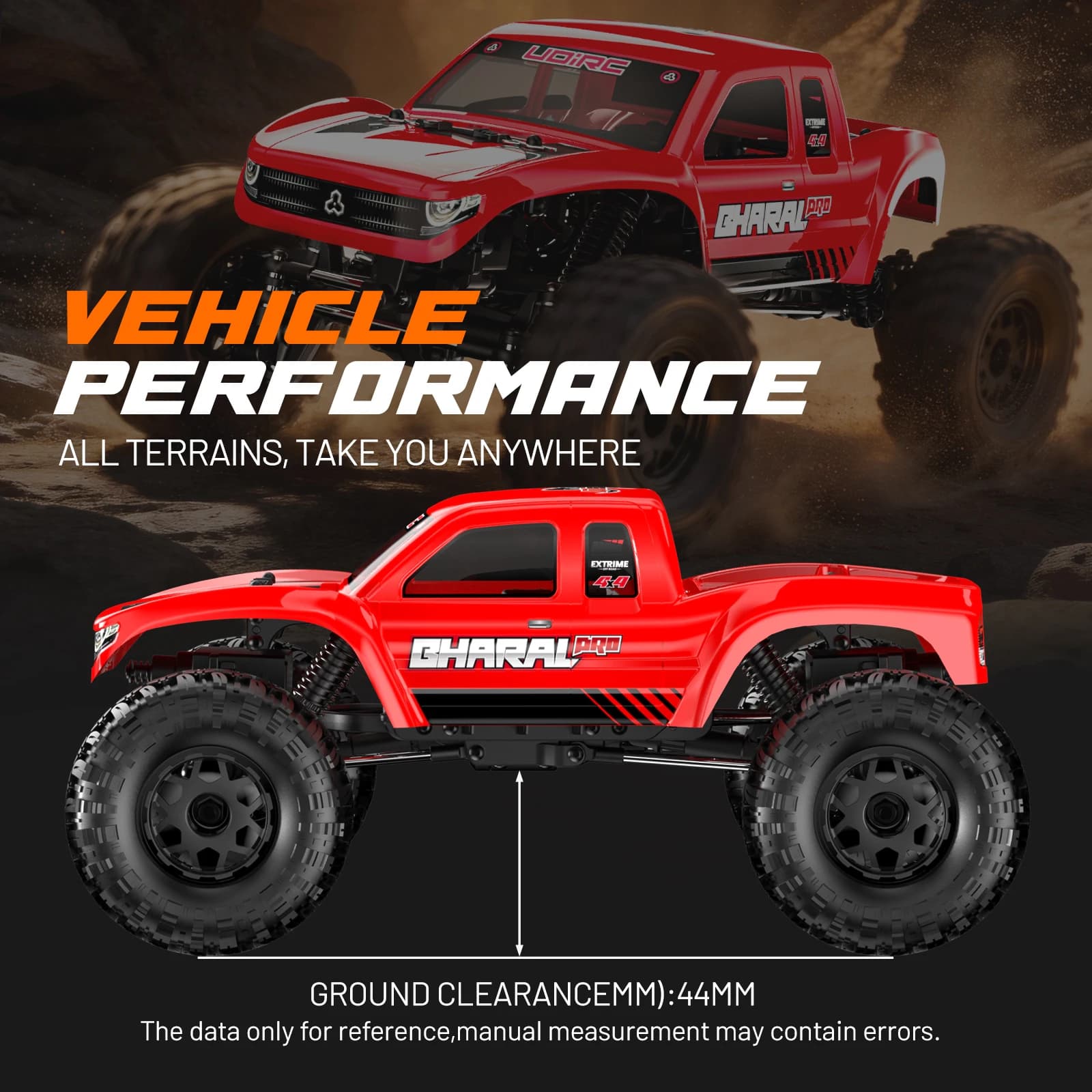 UDIRC UCX1804PRO Auto RC Rock Crawler in Scala 1:18 con Sterzo a Quattro Ruote, Motore Brushless FOC Outrunner, per Tutti i Terreni, Fuoristrada, per Adulti