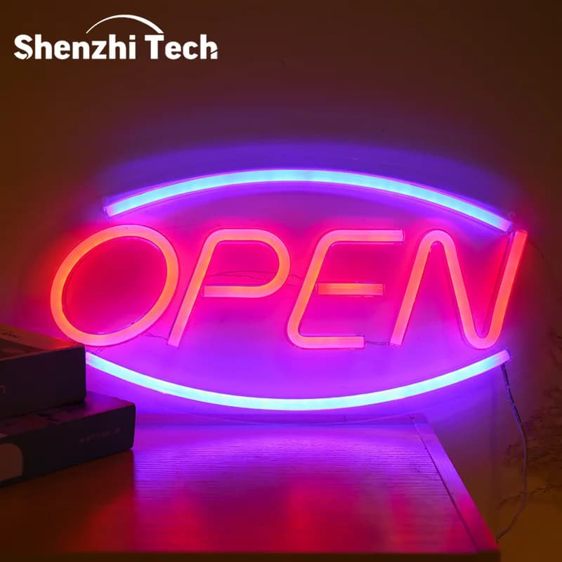 Insegna al neon aperta Insegna aziendale Luce notturna a LED Appesa Finestra Negozio Caffetteria Bar Decorazioni per la casa Lampada notturna personalizzata per l'arredamento del campeggio