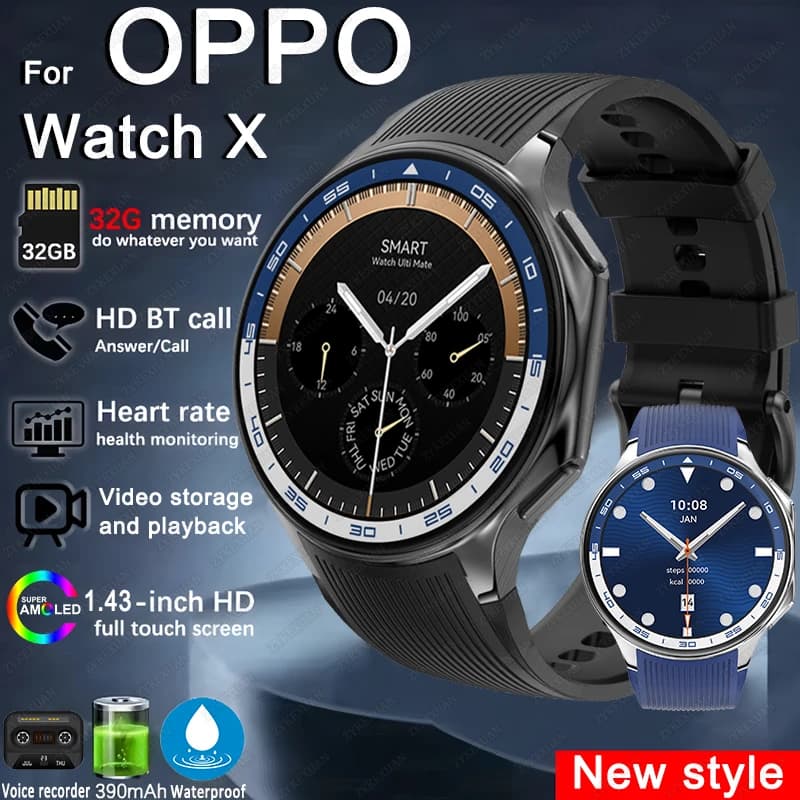 2025 New For OPPO Watch X High-end Working Watch for Men 32Gb Memory Play Video Smart Watch Sport Fitness Waterproof Bracelet