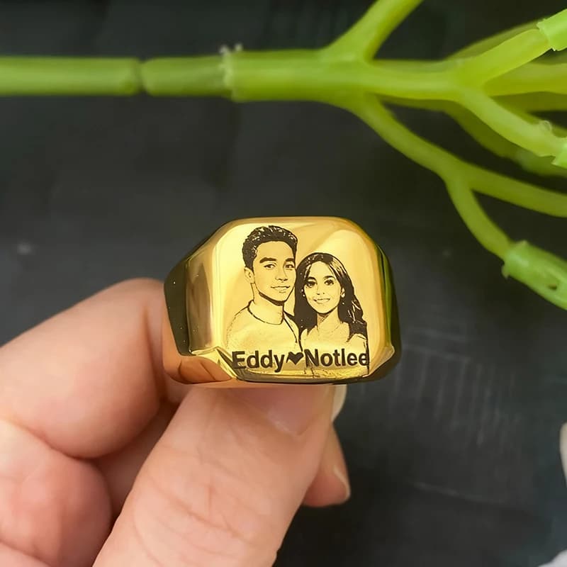 Stainless Steel Jewelry Rings Women's Rings Custom Text Photo Logo Portrait Laser Engraved Ring Color Silver Black Gift