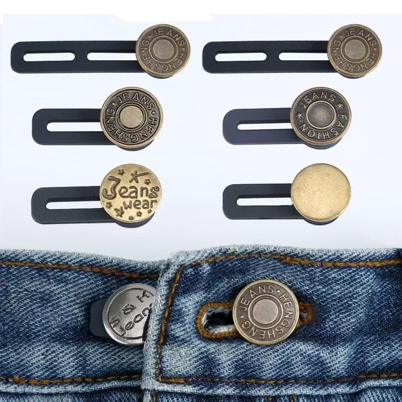 Metal Jeans Button Extender Free Sewing Adjustable Pants Waist Extender Buttons Retractable Waistband Buckle DIY Skirts Trousers