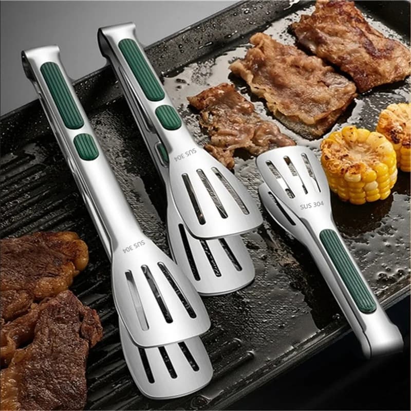 7/9/12 inch Stainless Steel Food Clips Non-slip Grill Grilled Handle Silicone Clip for Meat Salad Bread Home Cooking Tool