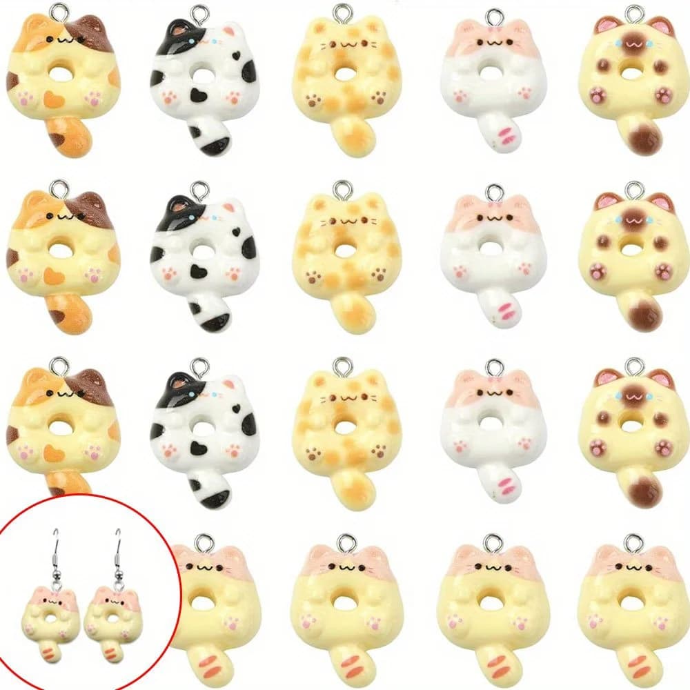 4/14/28 pezzi pendenti decorativi multicolori a forma di gatto, braccialetti fai da te, collane orecchini, accessori regalo di Halloween di San Valentino
