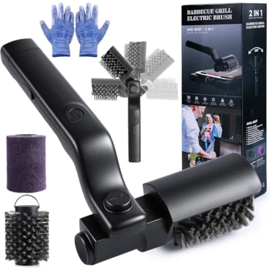 Spazzola per la pulizia del barbecue elettrico senza fili, versione migliorata come vista in TV! Spazzola per barbecue, motore ad alta coppia da 25W e MAX 400 giri/min, Du