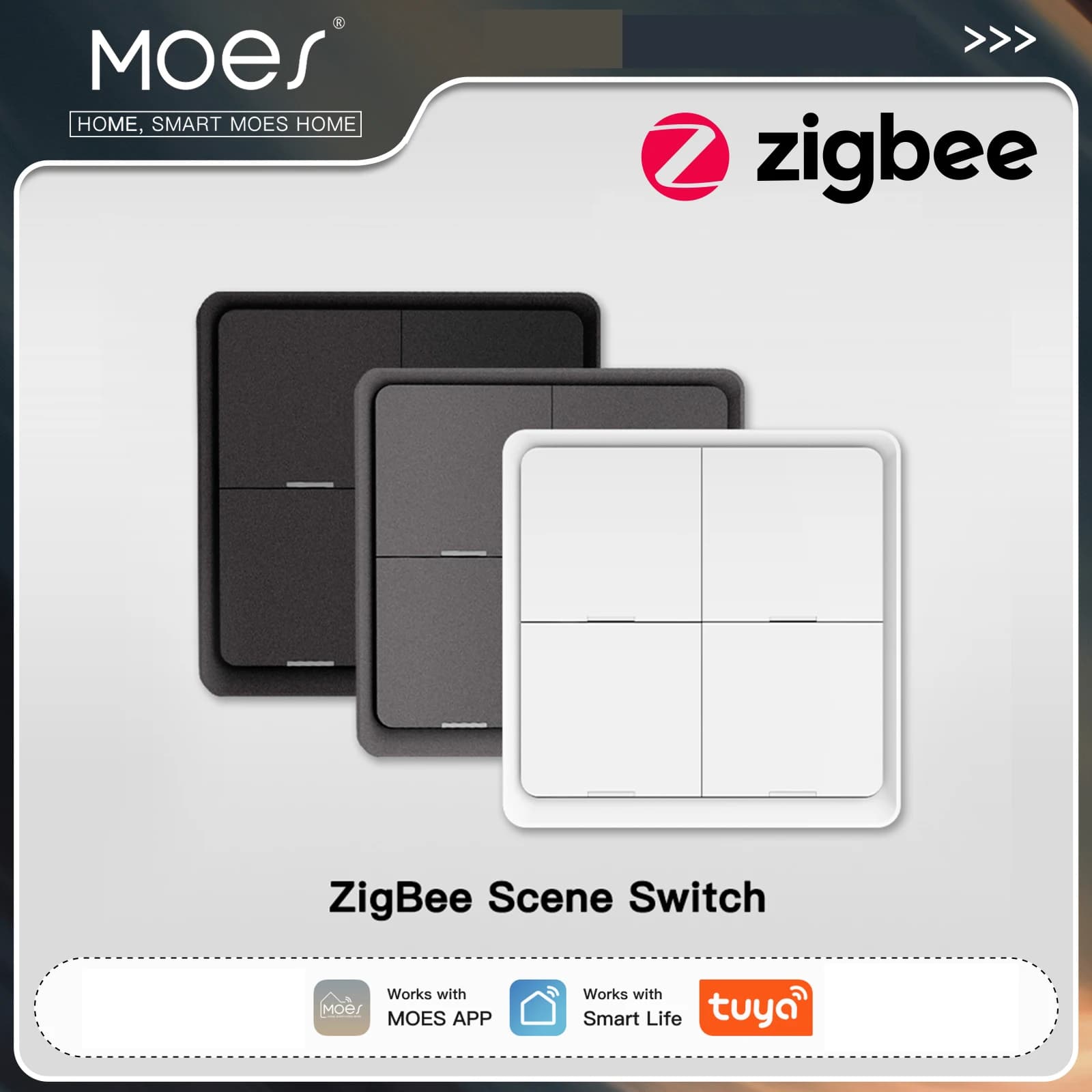 MOES ZigBee Wireless 12 Scene Switch Tuya Smart 4 Gang Push Button Controller Remote Control Switch For Automation Scenes
