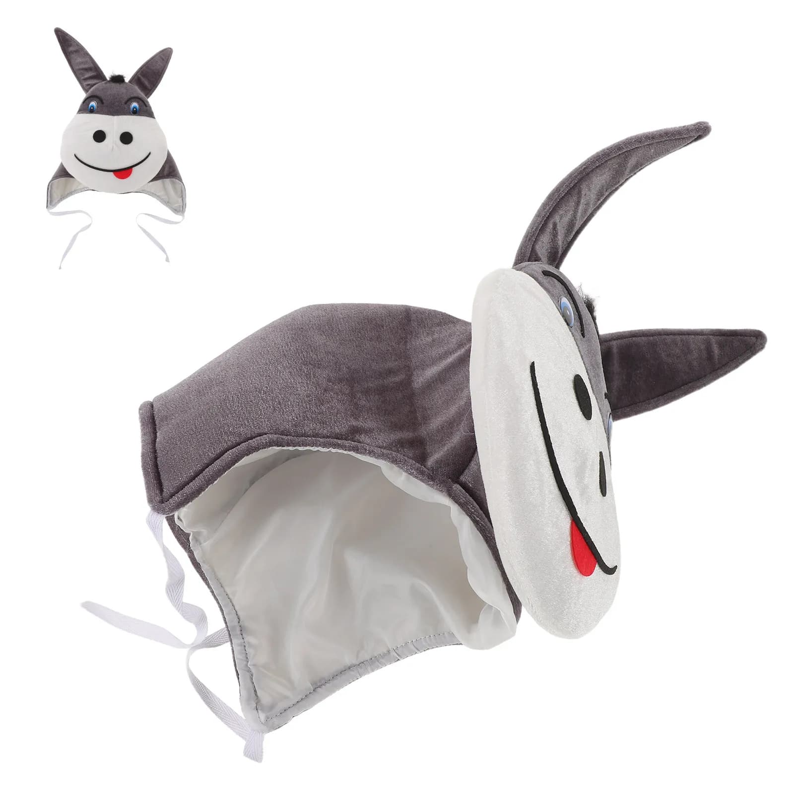 Donkey Headwear Cap Soft Winter Festival Animal Hat Funny Cosplay Party Beanie Warm Holiday Dress Up Cap Christmas Donkey Mask