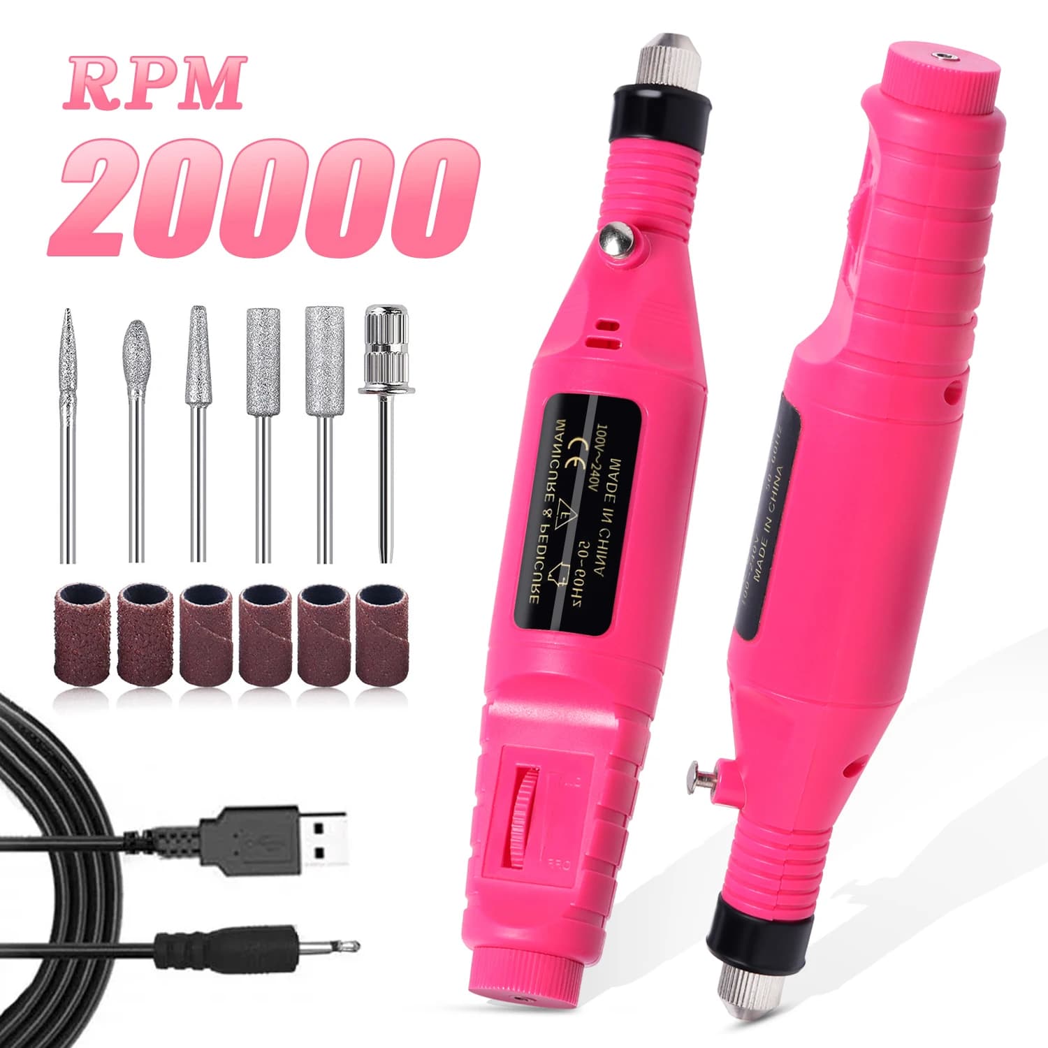 Set of electric nail polishers, nail drill, grinding equipment, manicure cutter, pedicure, strong polishing tools