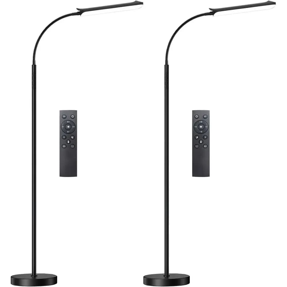 Set di 2 Lampade da Terra LED 18W con Luminosità 1800LM, 2 Telecomandi, Compatibili con Presa Intelligente, Dimmerabili, con Timer, Protezione per gli Occhi, per Soggiorno