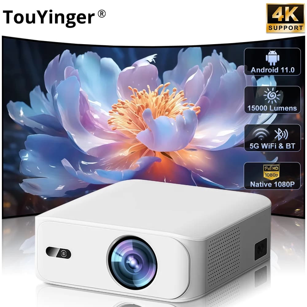 Touyinger L9 1080P Proiettore Mini portatile Full HD 4K Proiettore Video 15000 lumen Home Theater Beam TV Versione Android Opzione