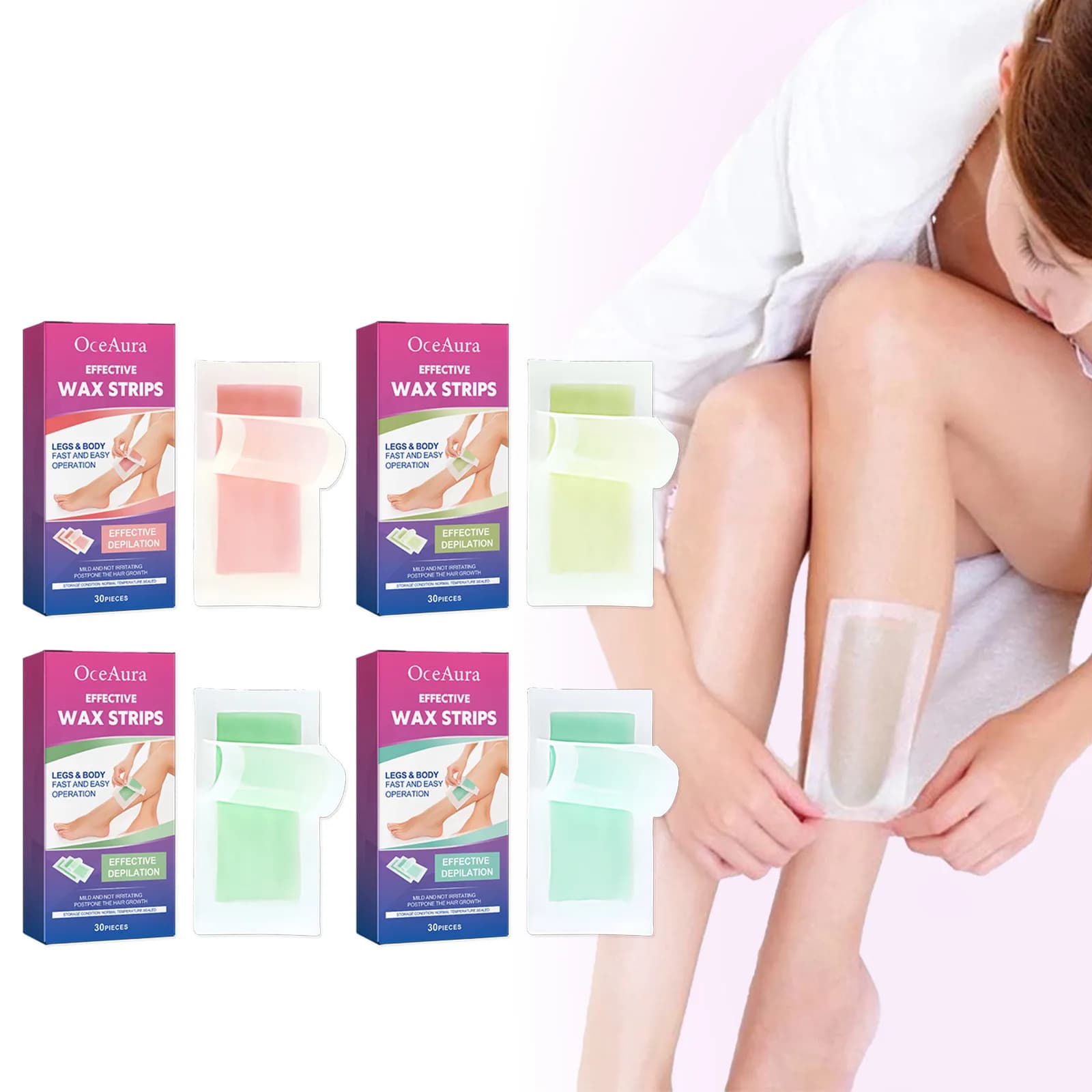 Strisce di cera per depilazione Indolore Bikini Mento Superiore dei piedi Gambe Ascelle Braccio Patch per depilazione Estate Unisex Strumento di bellezza per il corpo del viso