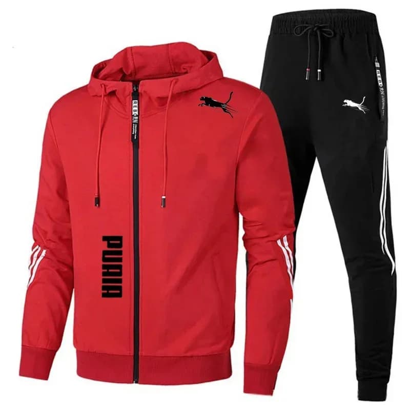 Tuta sportiva da uomo primavera autunno, set con felpa a maniche lunghe e pantaloni jogger, 2 pezzi, abbigliamento sportivo casual per fitness e corsa