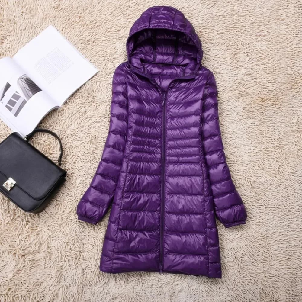 White Duck Duvet Duvet Plus Size Lightweight Women's Down Coat Fabric Long Winter Hat Women's Hooded Femal