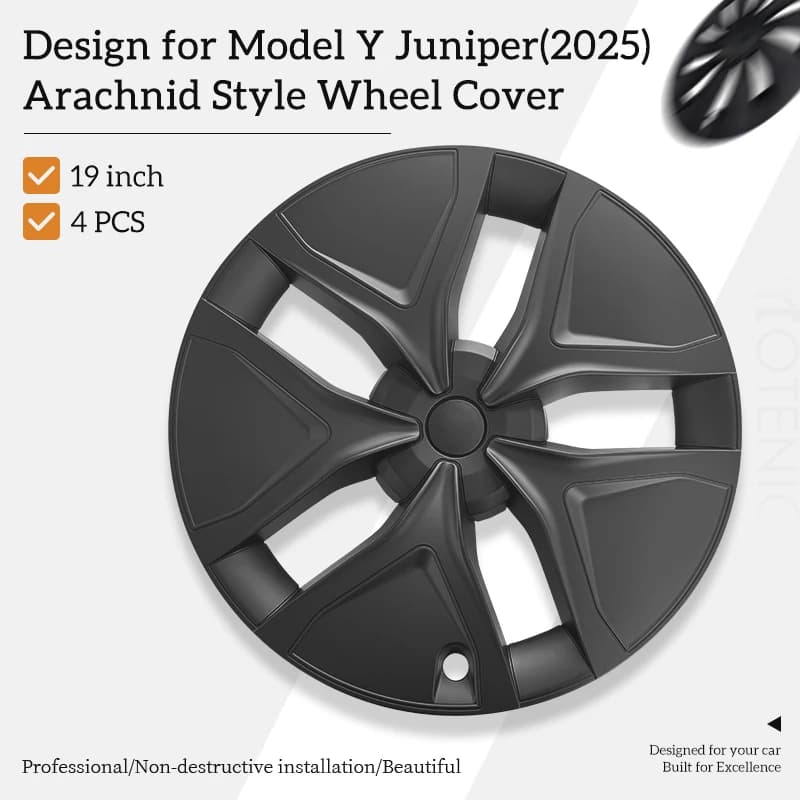 Set di 4 Copricerchi per Tesla Model Y Juniper 2025-2026, 19 Pollici, Stile Arachnid, Coprimozzo per Auto, Copertura Completa del Cerchione