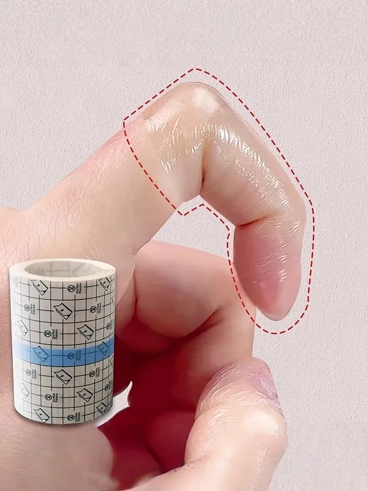 1 transparent self-adhesive tape roll, PU material band, portable finger protection, anti-friction adhesive for bathroom
