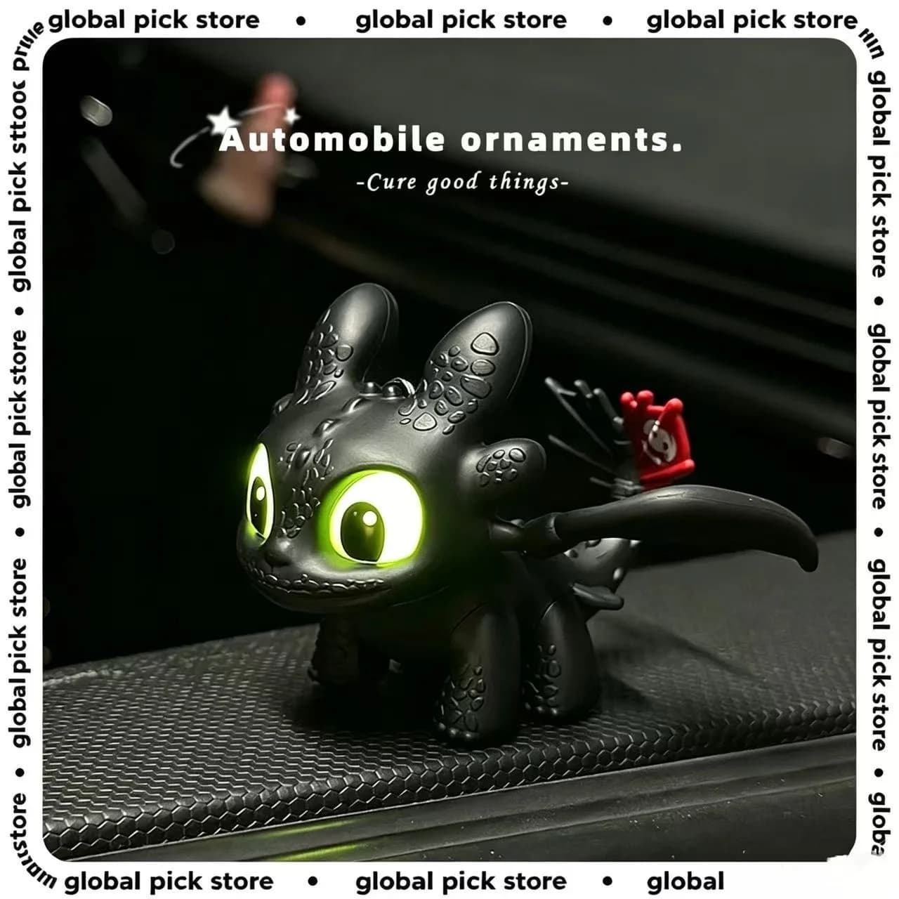 Authentic Luminous Ornament for Interior Self-shaped Sdentato, Night Fury Alias Furniture, Dashboard Decoration, Car Pendant Accessories