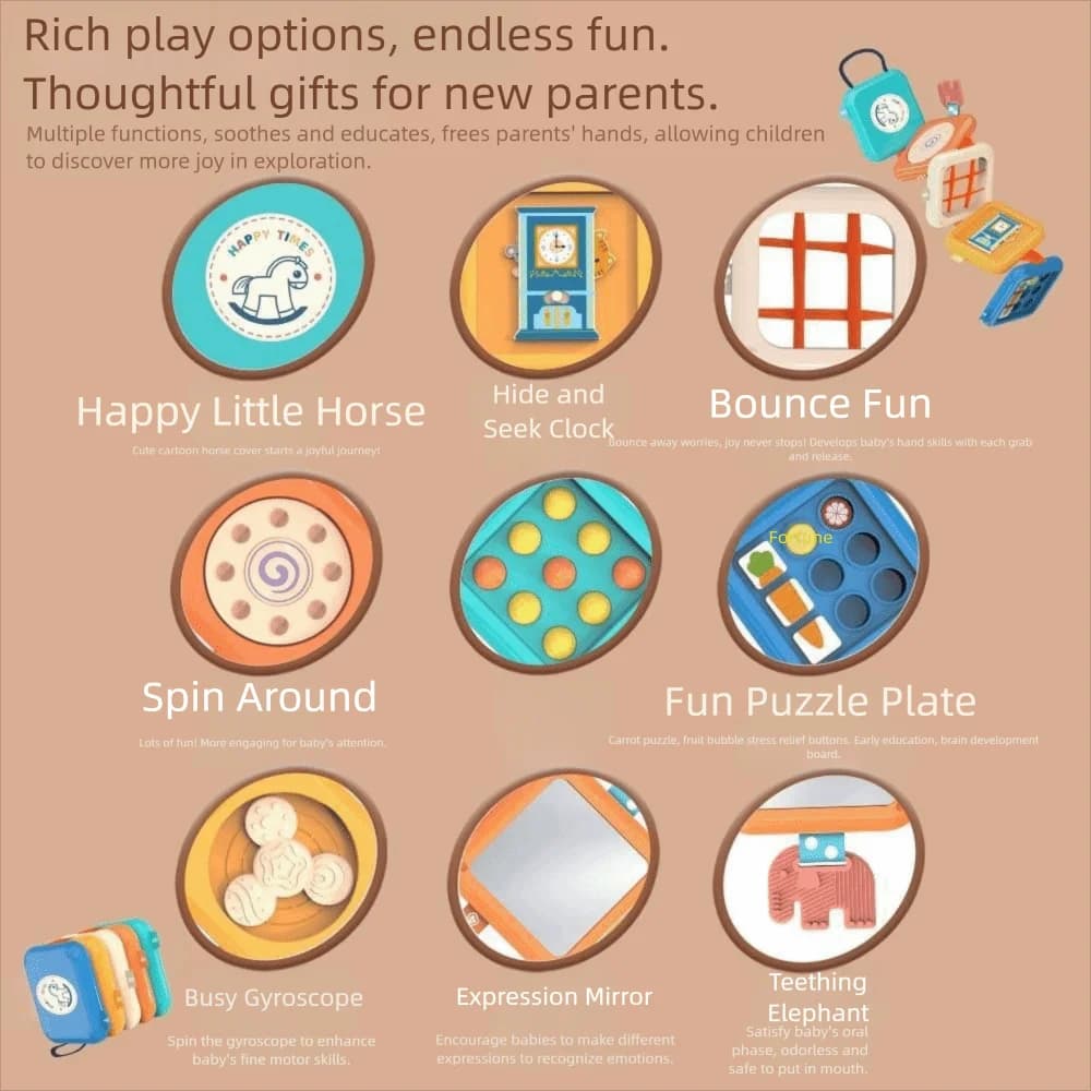 Puzzle pieghevole con cubo occupato, poliedrico, multifunzionale, impilabile con specchio, scheda sensoriale fai da te, decorazione per festa di compleanno