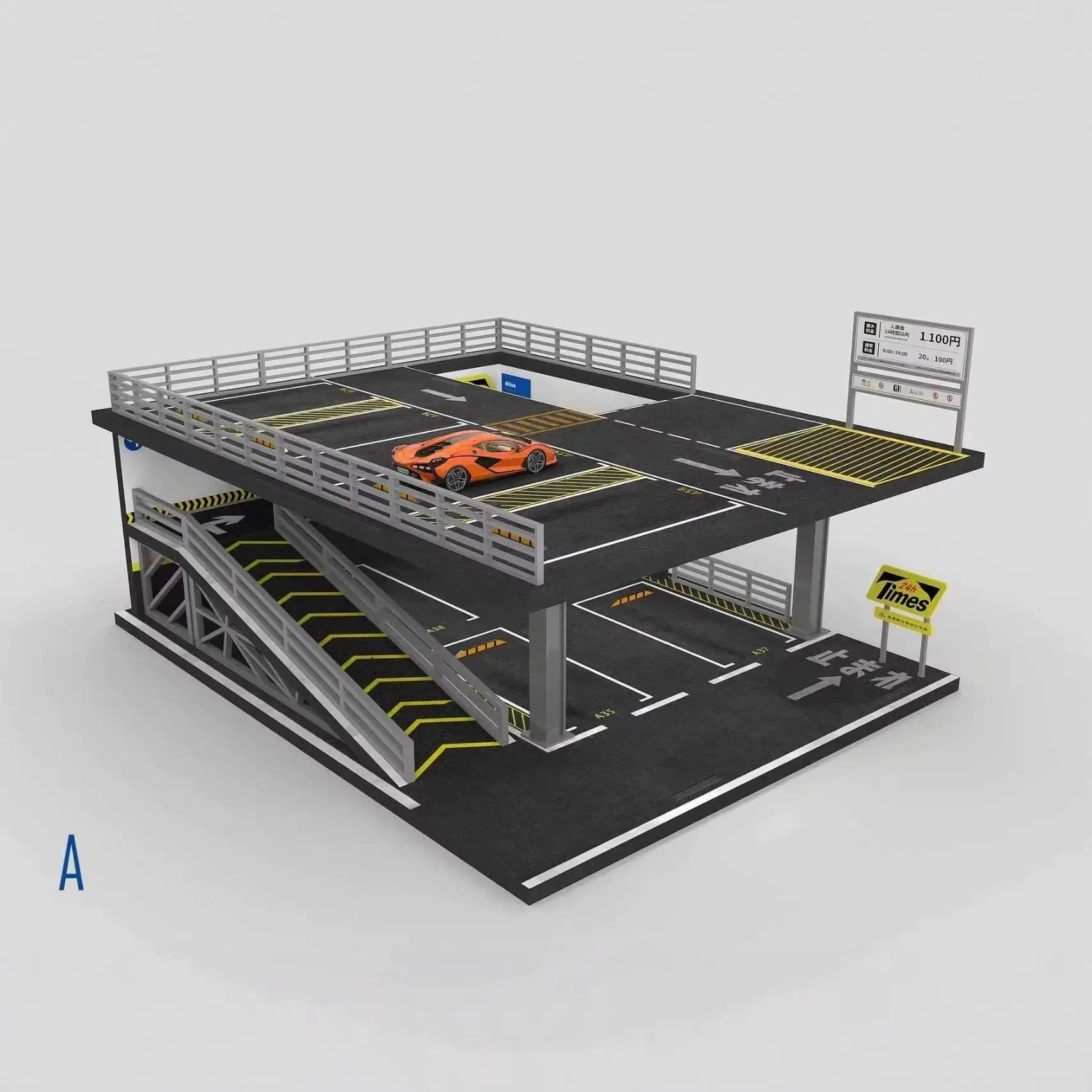 Set di Modellini Auto 1/64 con Parcheggio, Miniature Solide, Garage per Auto, Diorama con Copertura Antipolvere in Acrilico