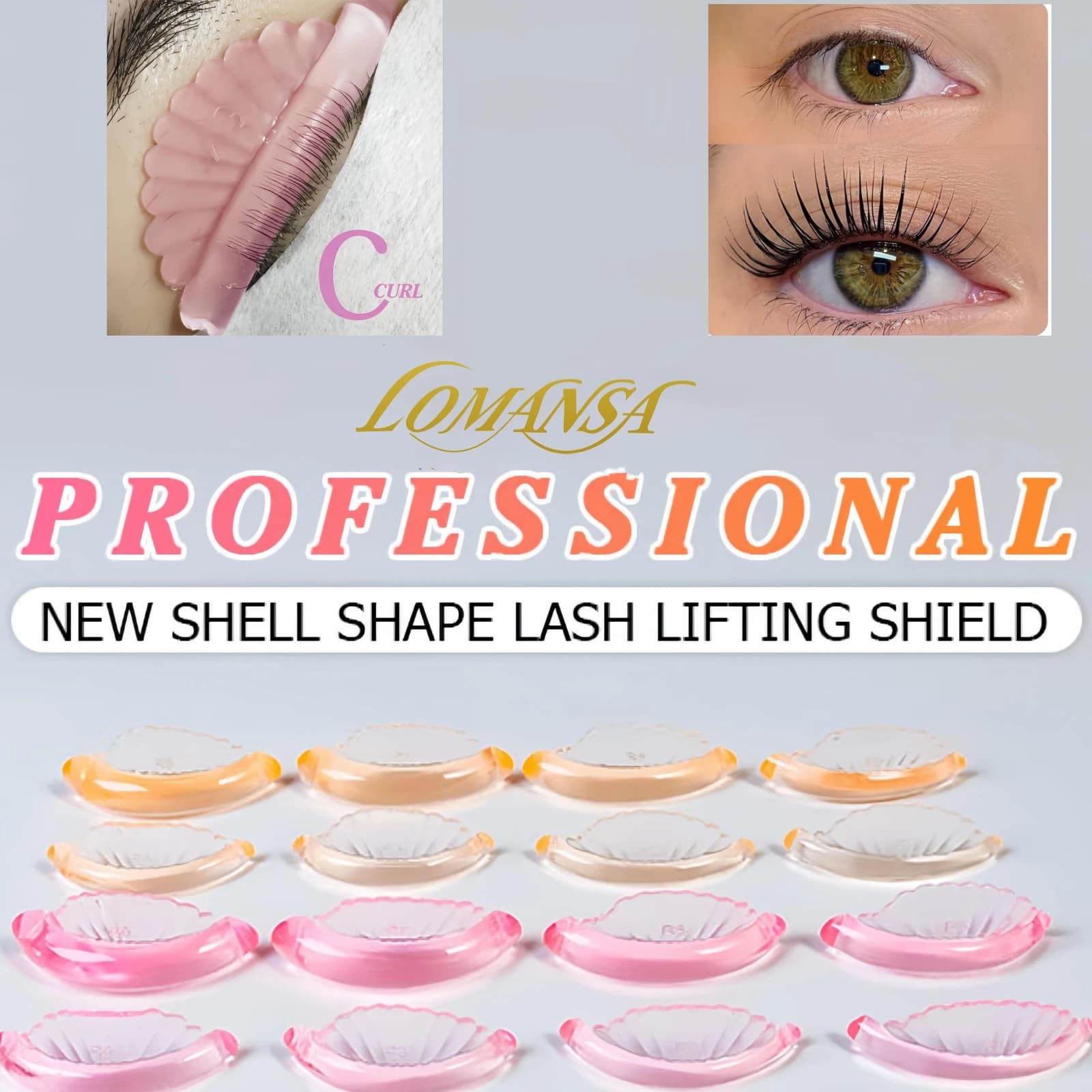 LOMANSA 3 Large Size Paia In Silicone Eyelashes Perm Pad Eyelashes Hanging Rods Shield 3D Lifting Folding Accessories Makeup Tool