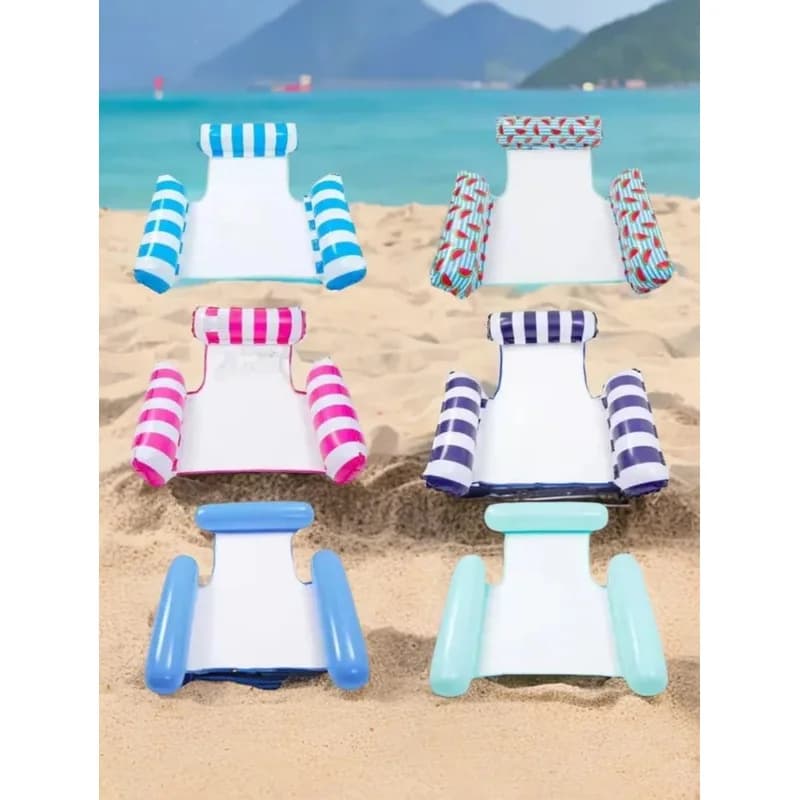 Adult Inflatable Floating Mat, Rearable Armchair with Foldable Back, Inflatable Striped Floating Bed, Single hammock
