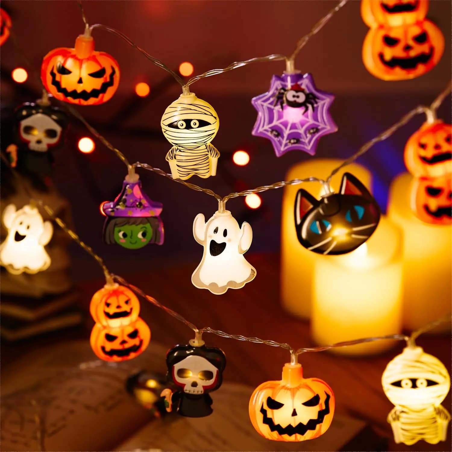 1PC 10/20 LED Luci della stringa della scatola della batteria di Halloween, senza batteria Luci a forma carina 2025 Decorazioni per feste da giardino per interni domestici