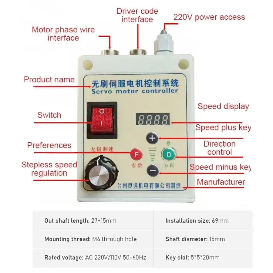 LL550 Brushless servomotor control kit 550W/750W/1100W/2200W Stripping Machine Woodworking Machinery Lathe Adjustable Speed Motor