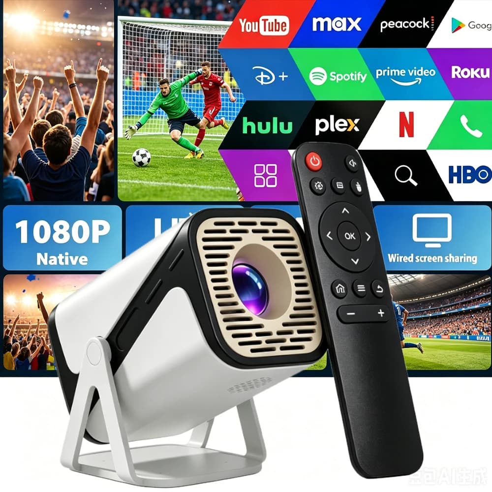 Smart Mini Projector Built-in Wi-Fi Bluetooth Supports 4K 1080P Ultra HD Playback For Outdoor Home Parties Portable Projector