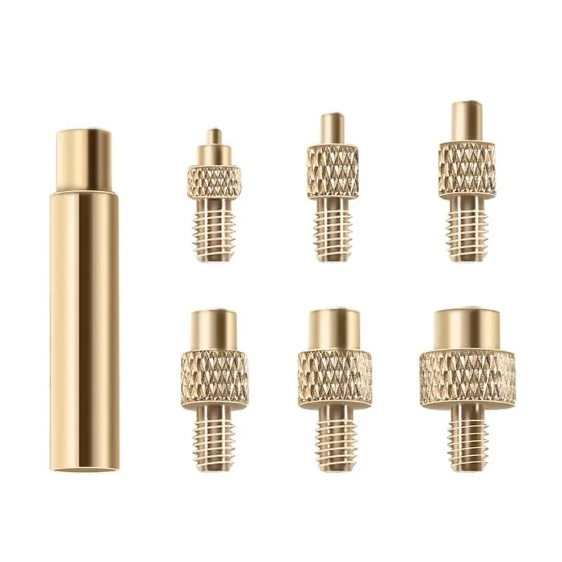 7 pz Inserto Termico Dado Punte di Ferro Hot Melt Set di Calore Inserto Strumento Punte di Saldatore Stampa 3D Modifica Finitura Filo di Ottone Incorporato