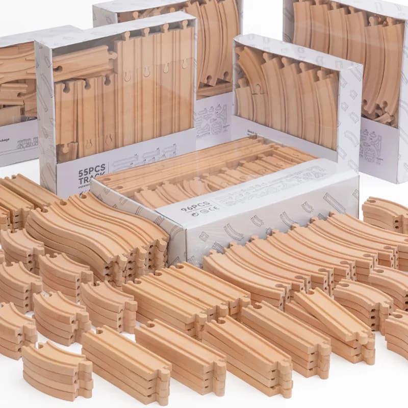 Set di binari ferroviari in legno Pacchetto di espansione Blocchi di costruzione fai-da-te Accessori Tracce adatte per binari in legno Biro Giocattoli educativi per bambini