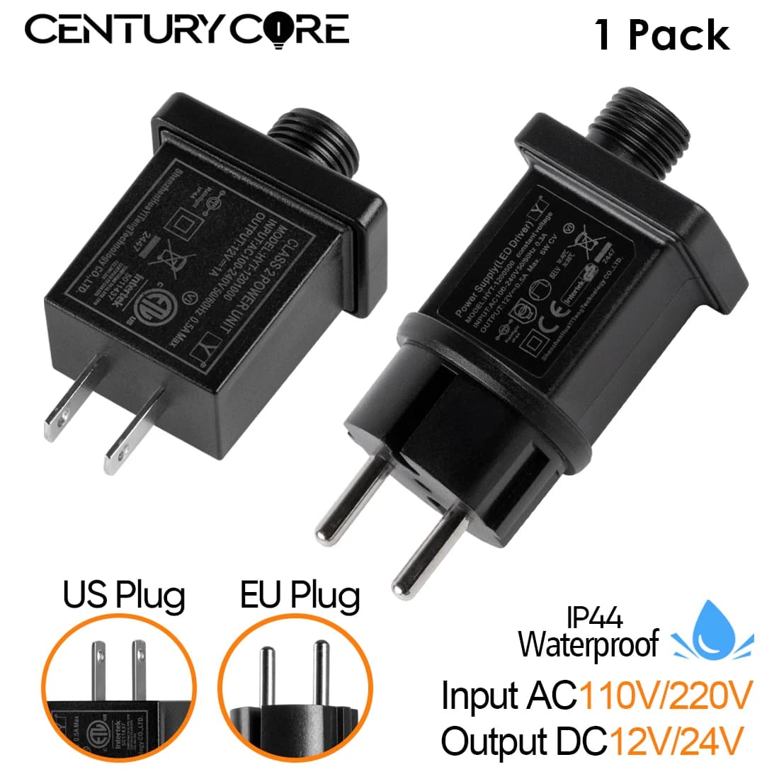 Alimentatore sostitutivo per trasformatore LED 24V 12V EU US per decorazioni per luci a corda Controller LED IP44 Impermeabile a bassa tensione