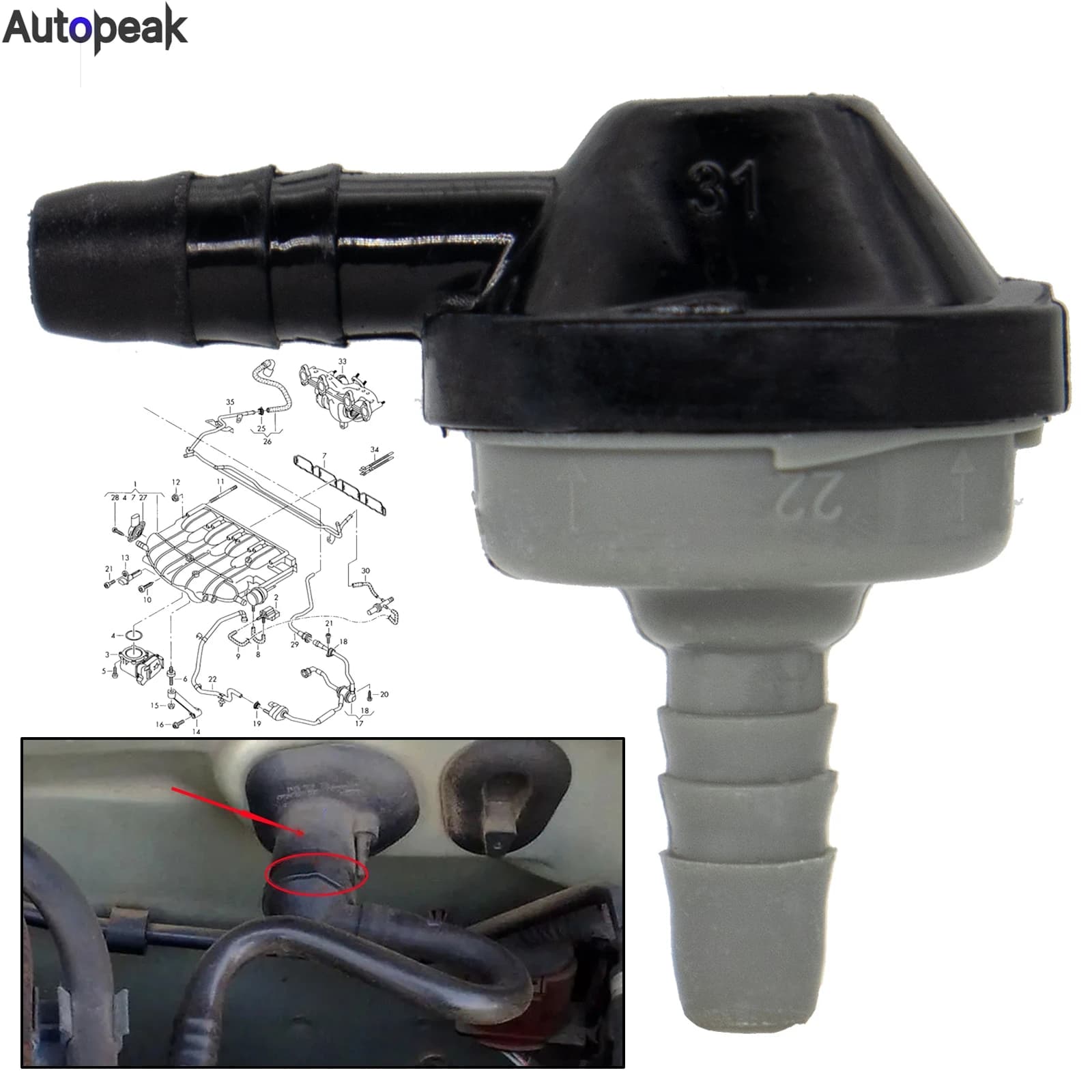Xukey Auto Motore Pompa di Aria Valvola di Ritegno di Aspirazione del Vuoto Per VW Audi Buick Opel Chevrolet Accessori Auto 058905291 Un 058 905 291