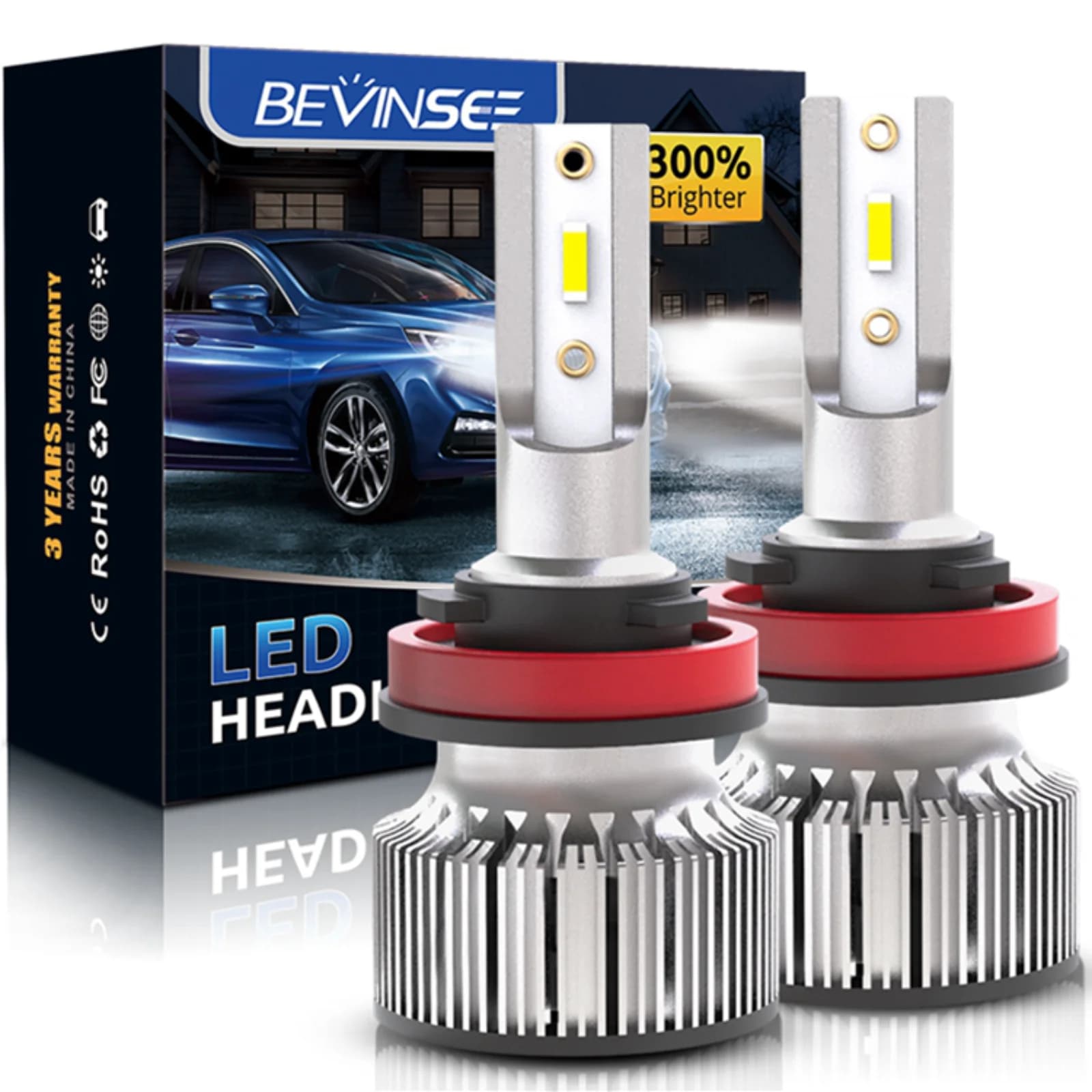 BEVINSEE H11 H7 lampadine per fari a LED Mini luci di dimensioni per auto H4 9005 HB3 9006 HB4 H8 H9 9012 fendinebbia a LED 12V 6000K faro