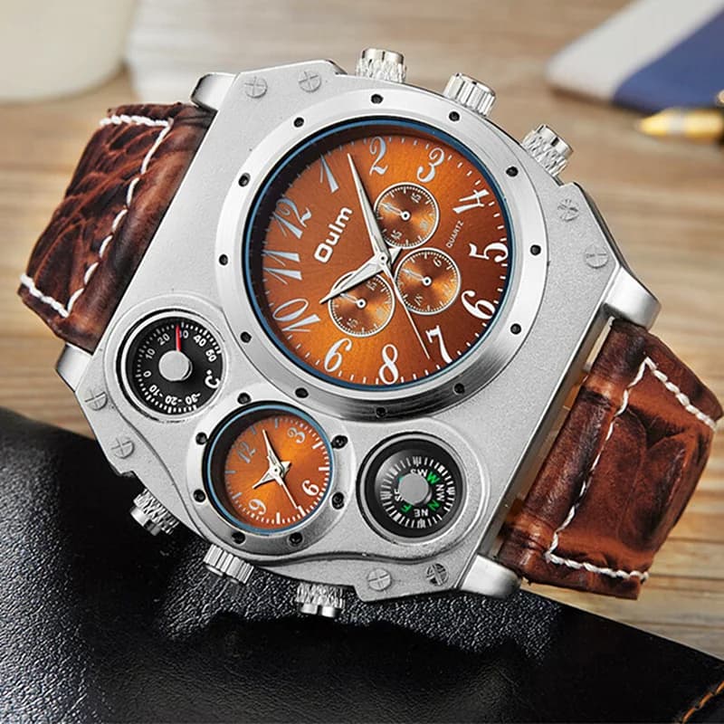 New Model OULM Men's Watch Sports Quartz Leather Strap Fashion Men's Watch Military Wrist Watch Quality Masculine Relogio Saati