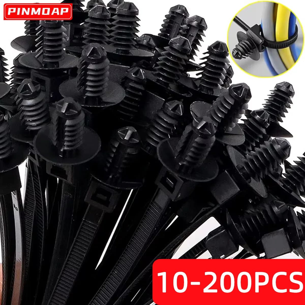 PINMOAP Fascette per cavi universali con montaggio a spinta Installazione di cablaggio automobilistico e fascette di ritenuta per cablaggio del vano motore
