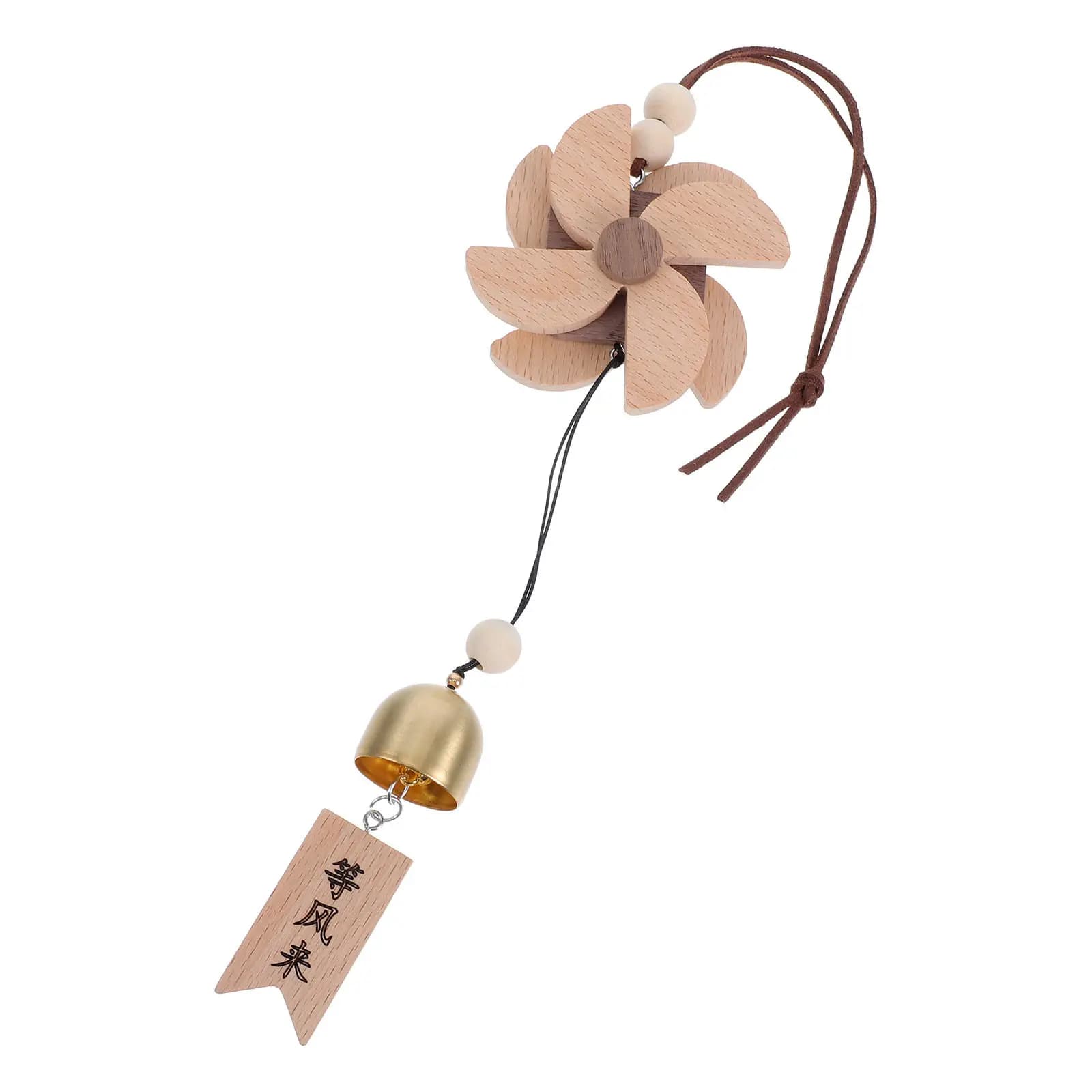 1Set Natural Wood DIY Wooden Windmill Wind Chime Kit Feng Shui Craft for Kids Creative Educational Garden Hanging Decor