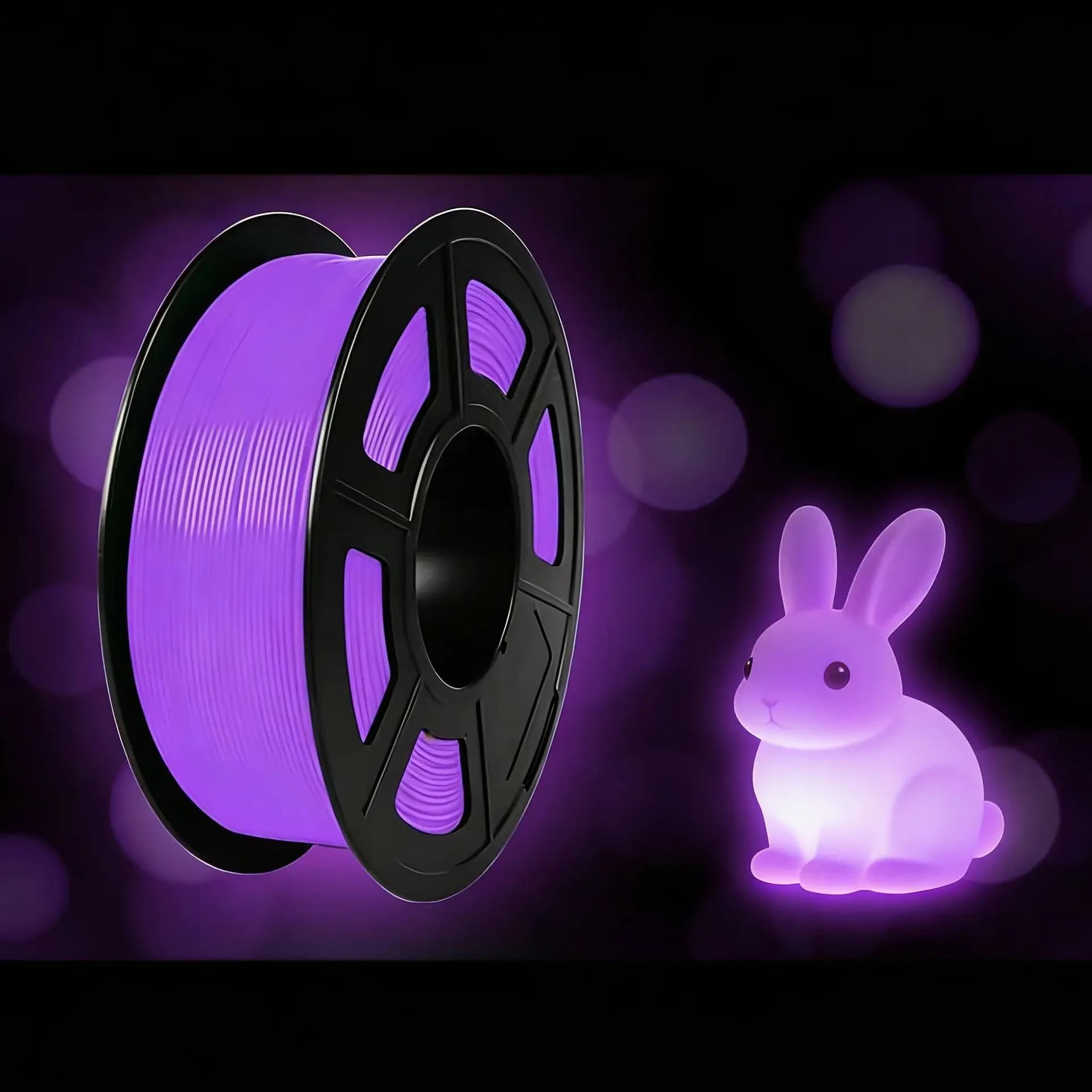 Filament Luminous to the Hole, Filament PLA Bright for 3D Printer 1.75mm, High Brightness Filament, 250g Coil (violet movement, bright purple)