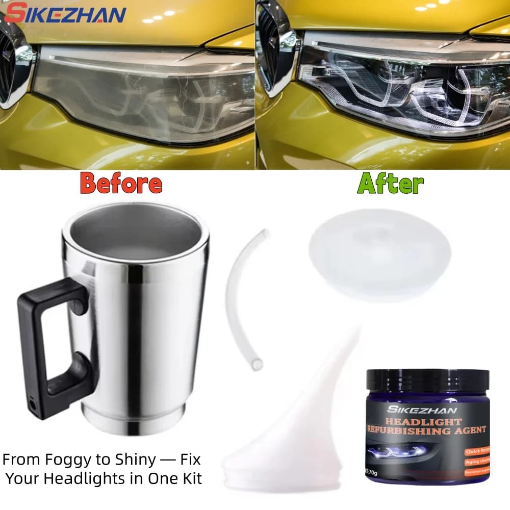 Kit di ripristino fari per auto con strumenti di riscaldamento + pasta lucidante, set completo di rimozione graffi e sistema di riparazione delle lenti dei fari