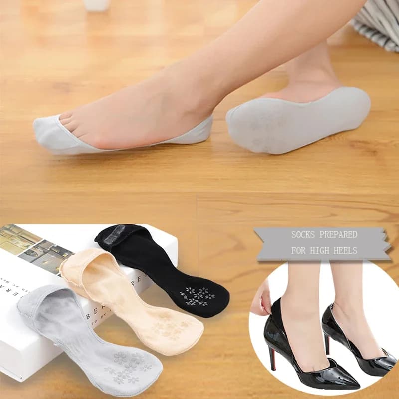 Super Invisible Women's Socks No Show Summer Silicone Slim Non-slip Solid Low Mouth For Boat Socks With High Heel