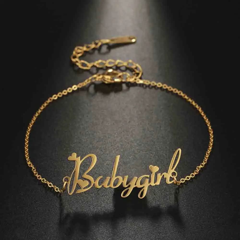 My Shape Bracciali con nome personalizzato per le donne regali di natale personalizzati gioielli personalizzati con lunghezza della catena regolabile in acciaio inossidabile